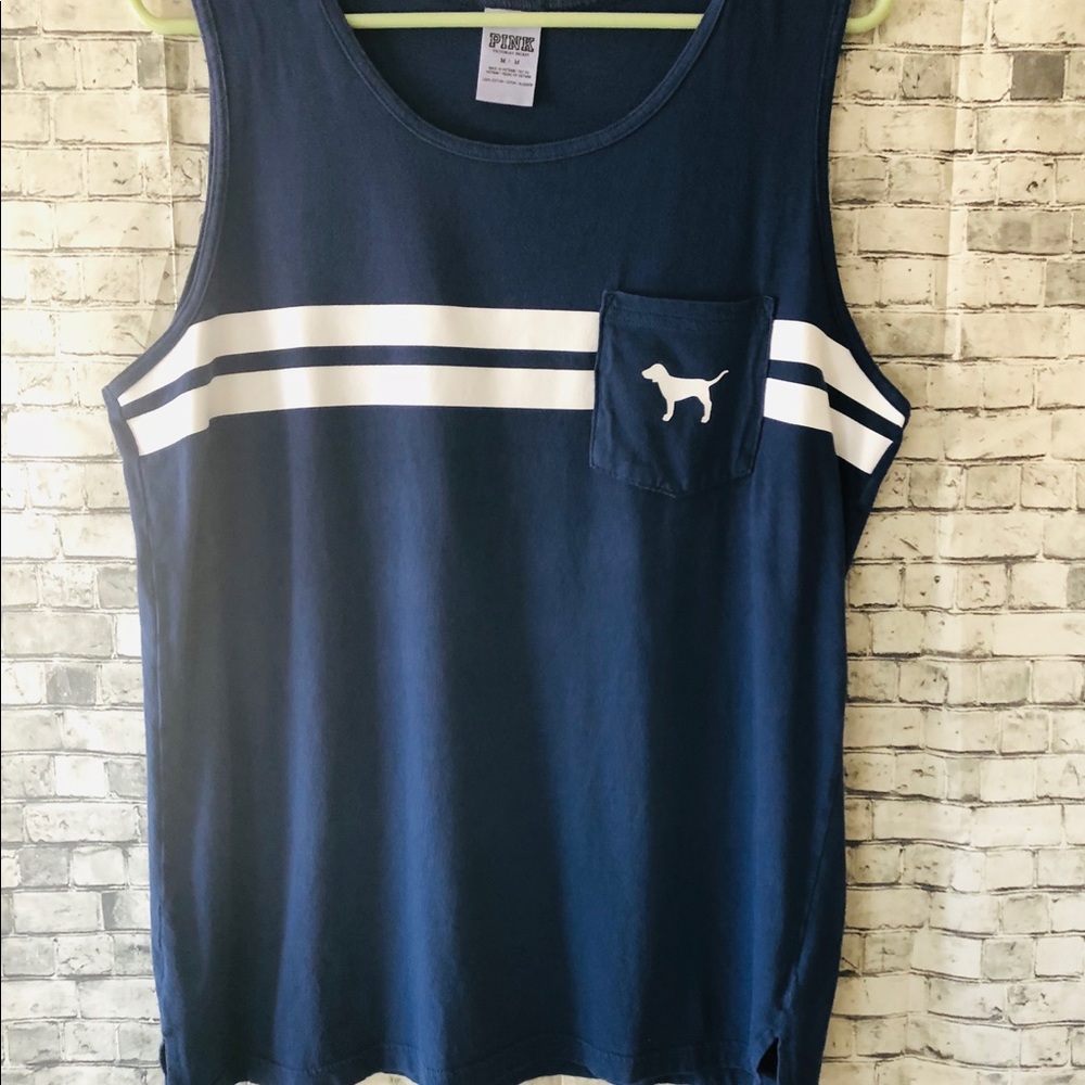 Victoria's Secret PINK Tank Blue Logo Dog Medium